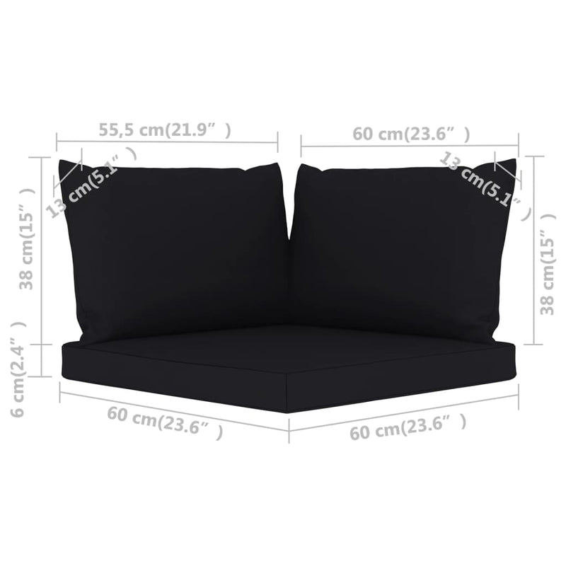 Pallet Sofa Cushions 3 pcs Black Fabric