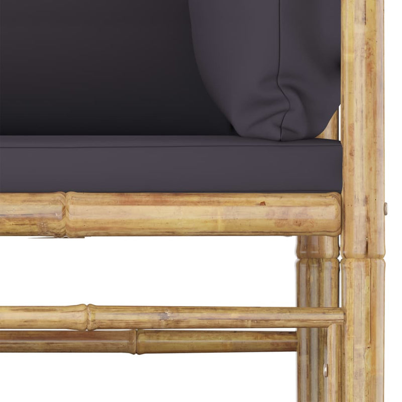 2 Piece Patio Lounge Set with Dark Gray Cushions Bamboo