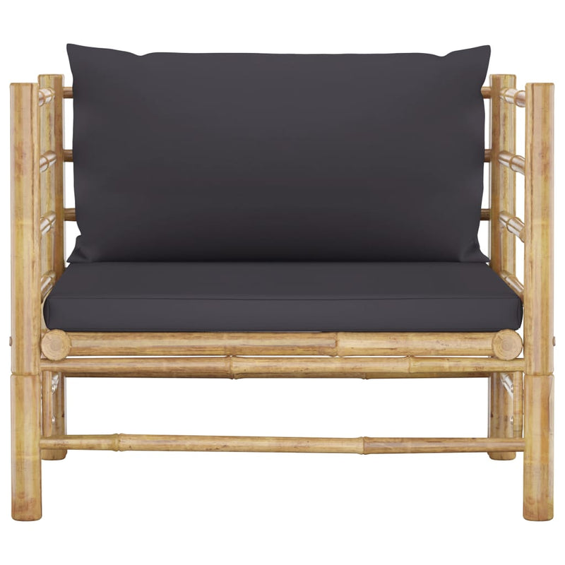 Patio Sofa with Dark Gray Cushions Bamboo