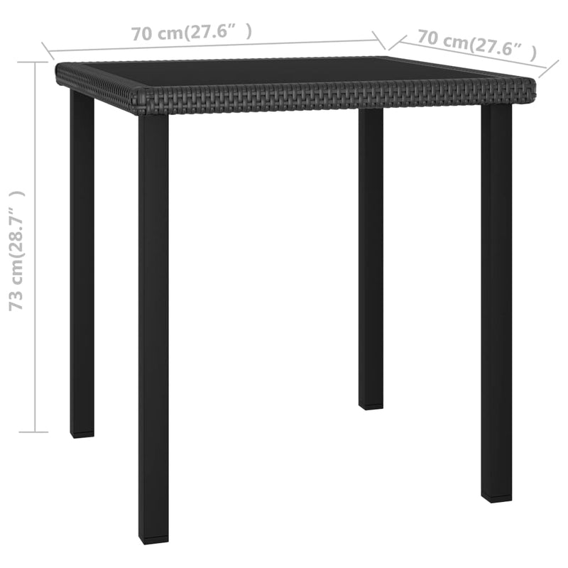 Patio Dining Table Black 27.6x27.6"x28.7" Poly Rattan"