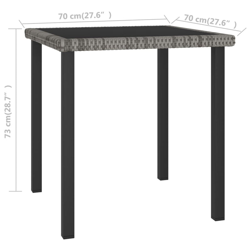 Patio Dining Table Gray 27.6"x27.6"x28.7" Poly Rattan