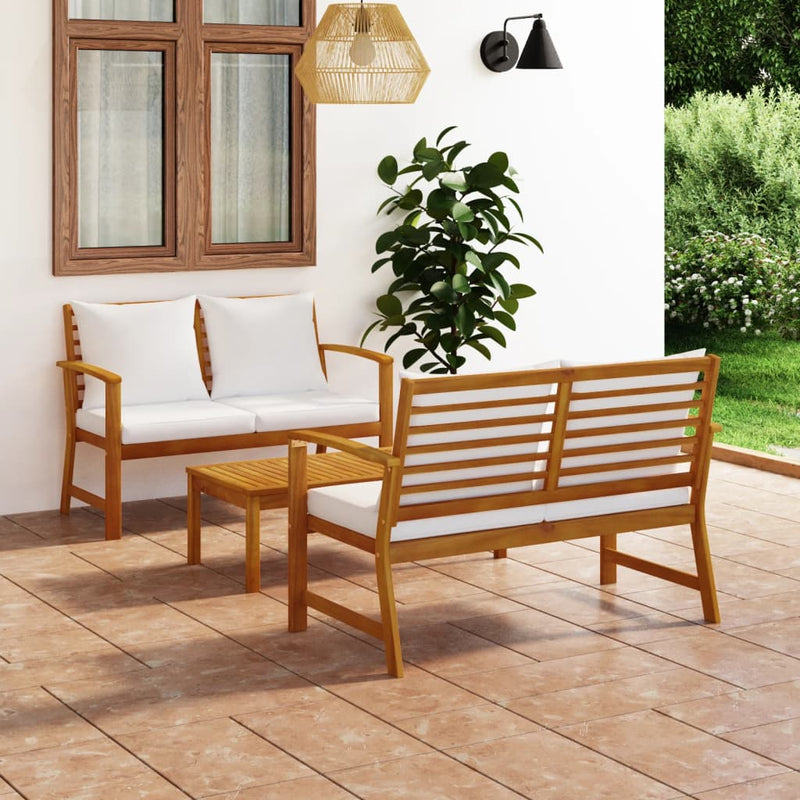 3 Piece Garden Lounge Set with Cushion Solid Acacia Wood