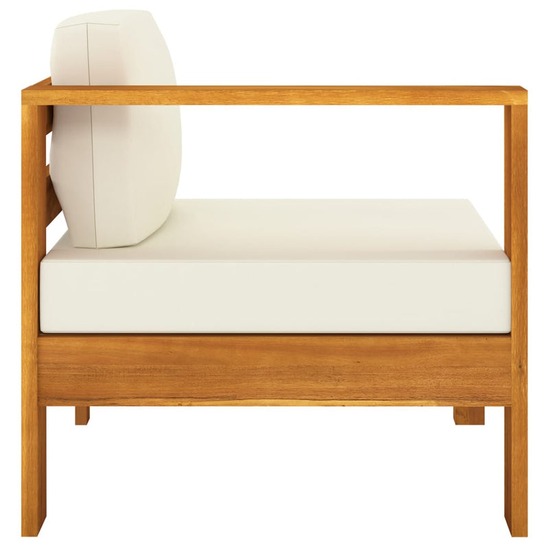 6 Piece Patio Lounge Set with Cream White Cushions Acacia Wood