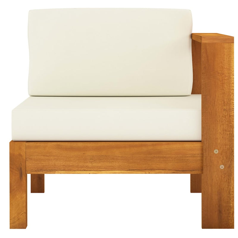 7 Piece Patio Lounge Set with Cream White Cushions Acacia Wood