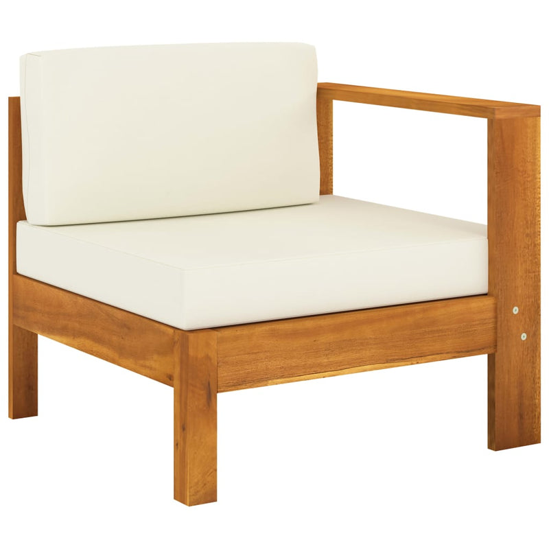 9 Piece Patio Lounge Set with Cream White Cushions Acacia Wood