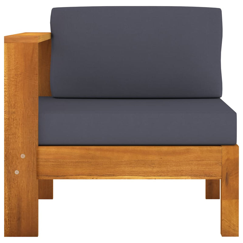 3-Seater Patio Sofa with Dark Gray Cushions Acacia Wood