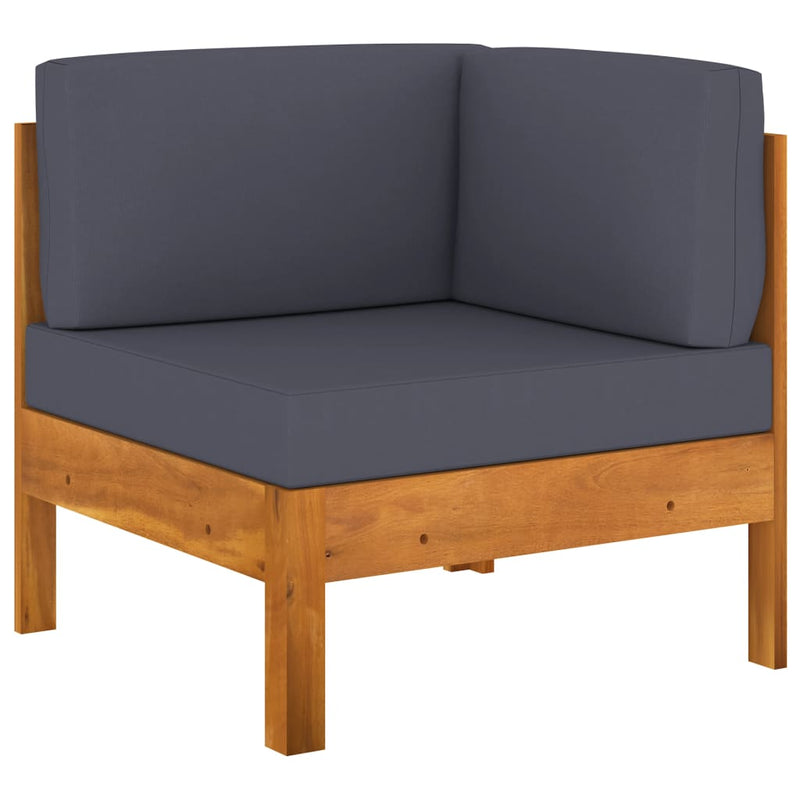 5 Piece Patio Lounge Set with Dark Gray Cushions Acacia Wood