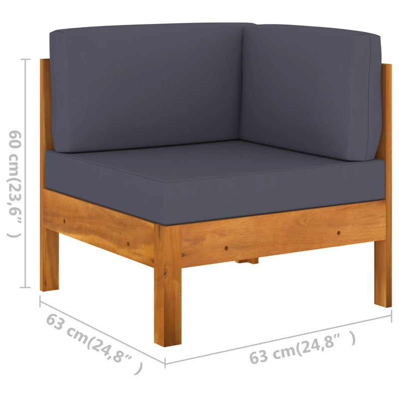 5 Piece Patio Lounge Set with Dark Gray Cushions Acacia Wood