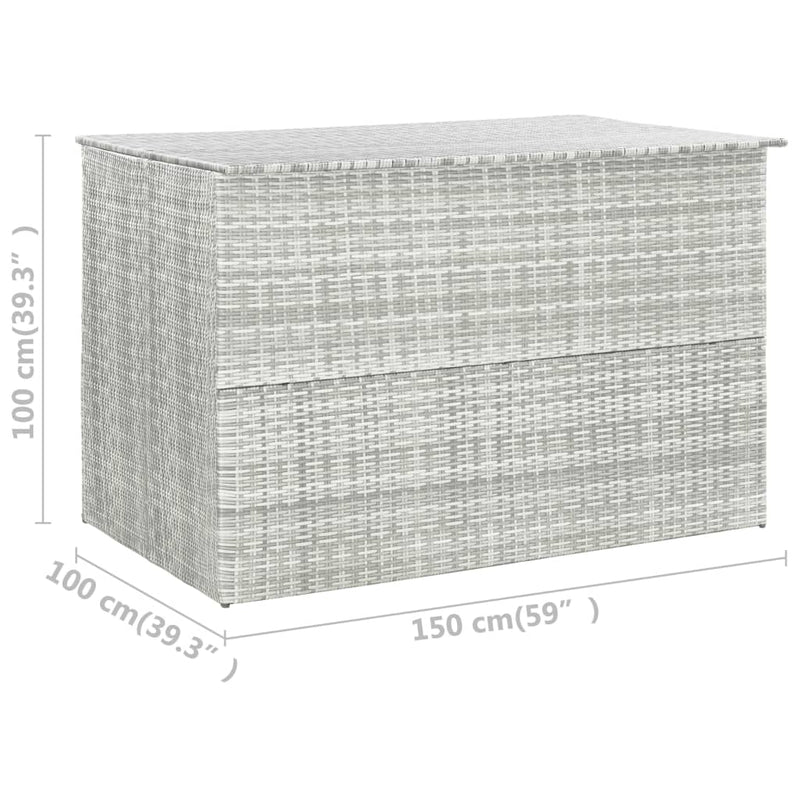 Patio Storage Box Light Gray 59.1"x39.4"x39.4" Poly Rattan