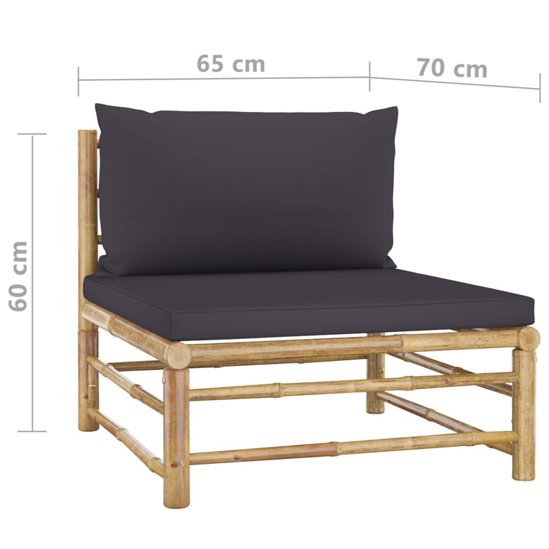 4 Piece Patio Lounge Set with Dark Gray Cushions Bamboo