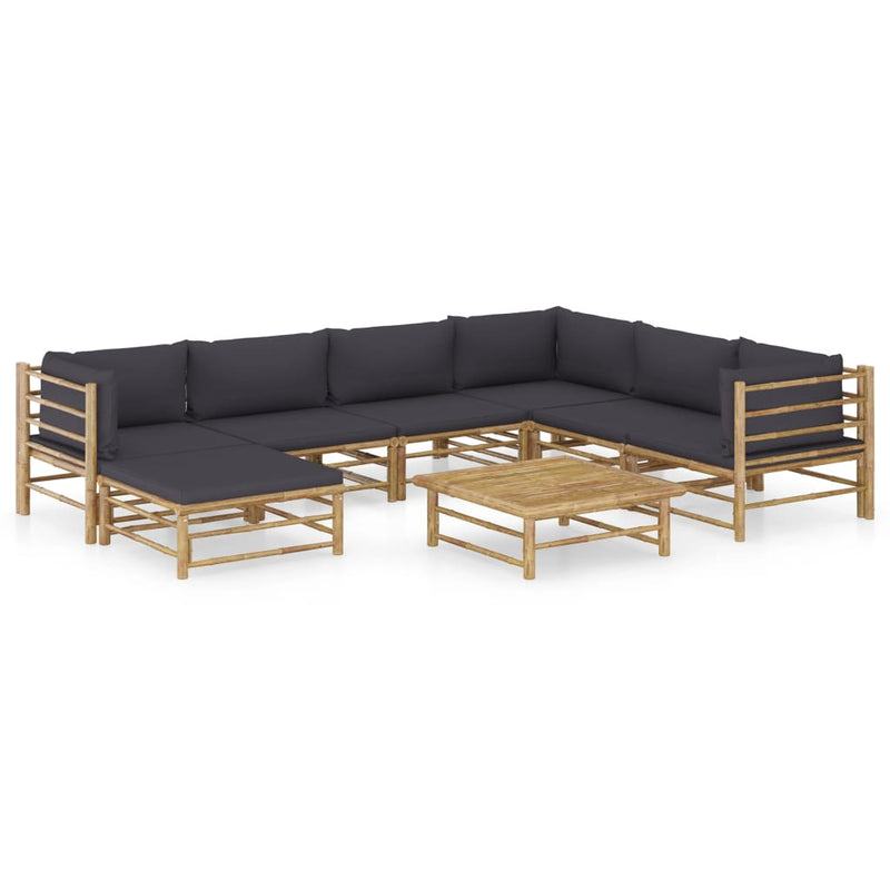 8 Piece Patio Lounge Set with Dark Gray Cushions Bamboo