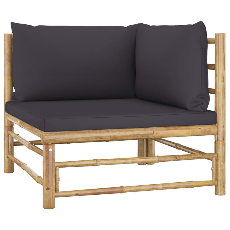 12 Piece Patio Lounge Set with Dark Gray Cushions Bamboo