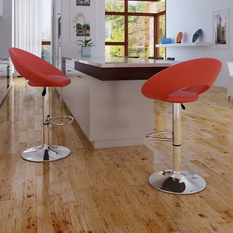 Bar Stools 2 pcs Red Faux Leather