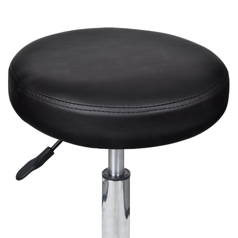 Office Stool Black Faux Leather