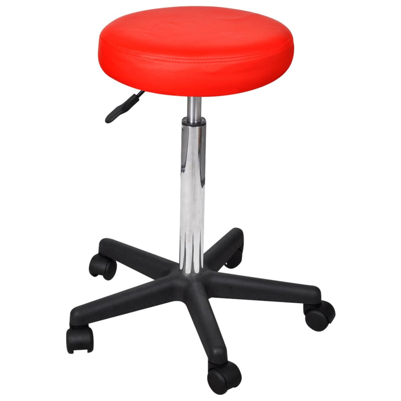 Office Stool Red Faux Leather