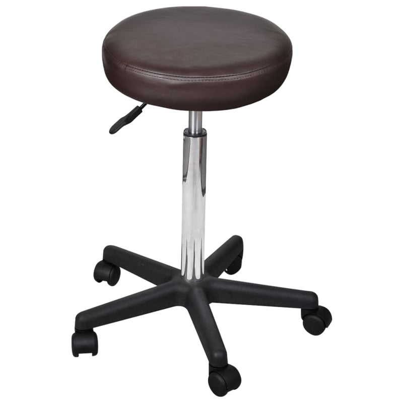 Office Stool Brown Faux Leather