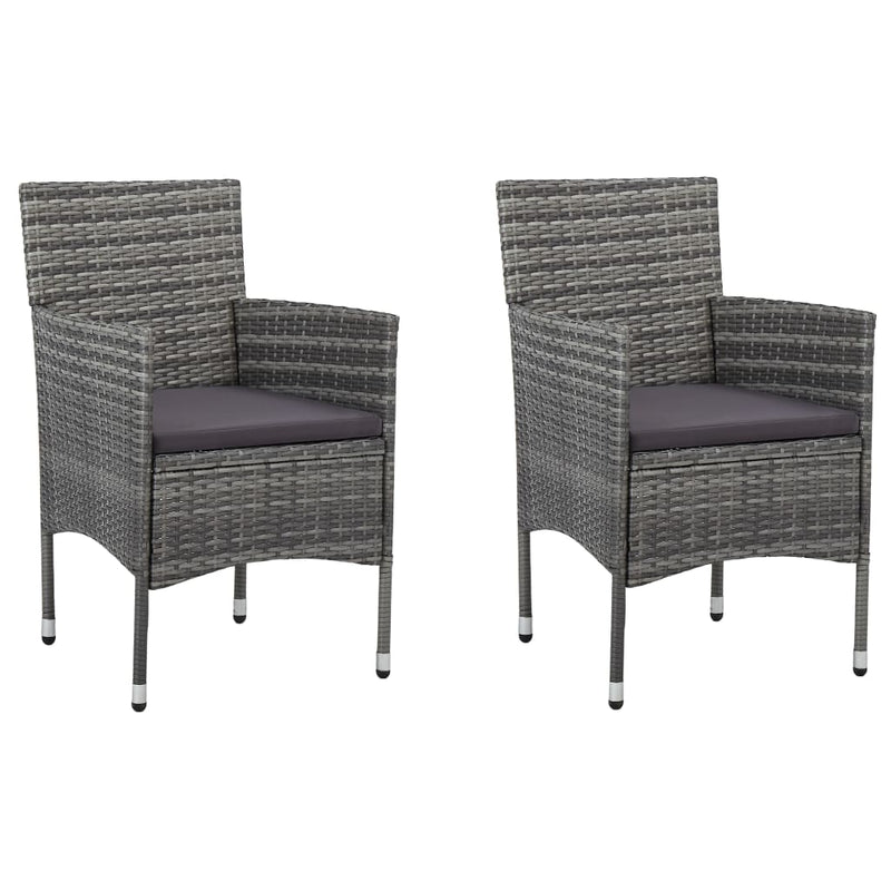 3 Piece Patio Dining Set Gray Poly Rattan and Glass