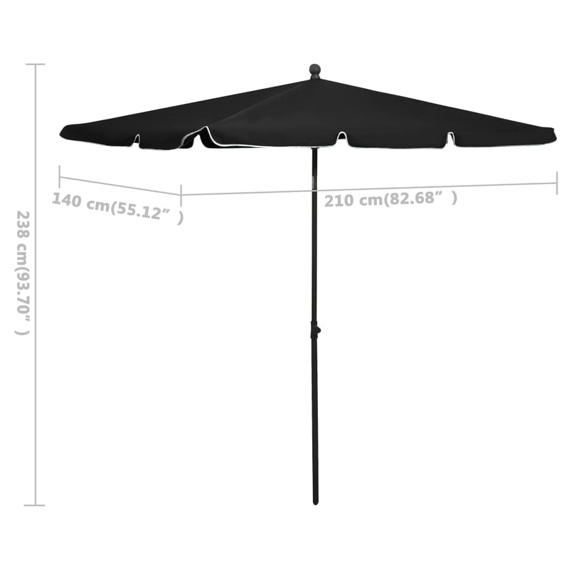 Garden Parasol with Pole 82.7"x55.1" Black