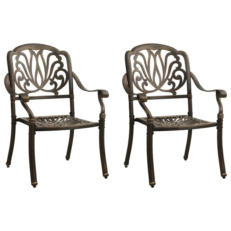 Patio Chairs 2 pcs Cast Aluminum Bronze
