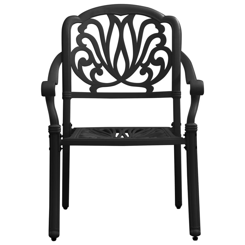 Patio Chairs 2 pcs Cast Aluminum Black