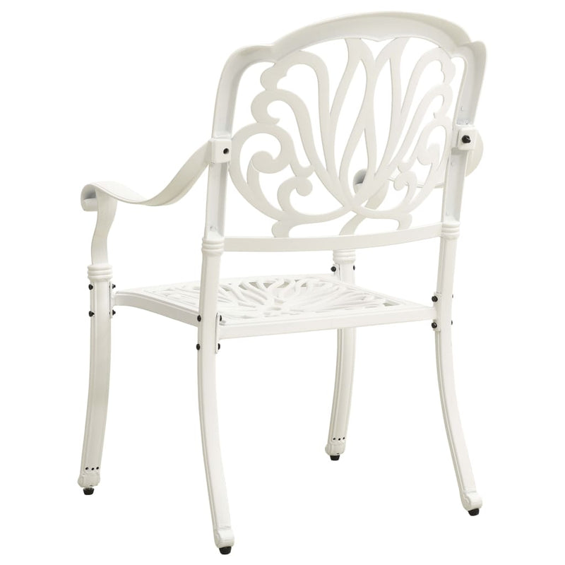 Patio Chairs 2 pcs Cast Aluminum White