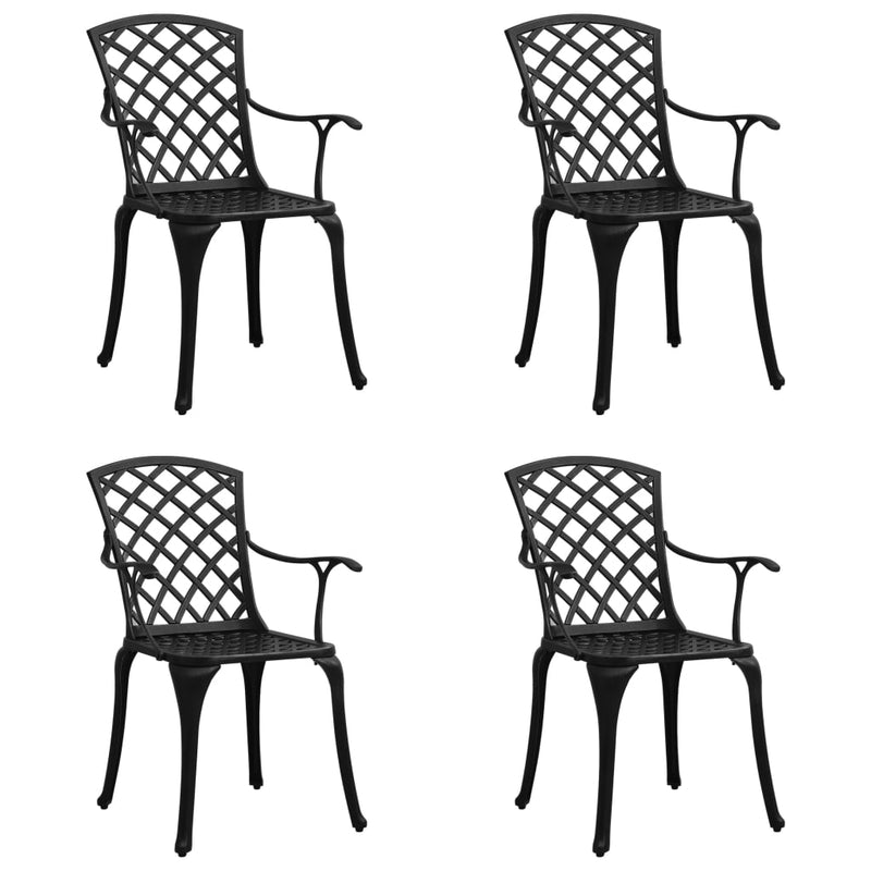 Patio Chairs 4 pcs Cast Aluminum Black