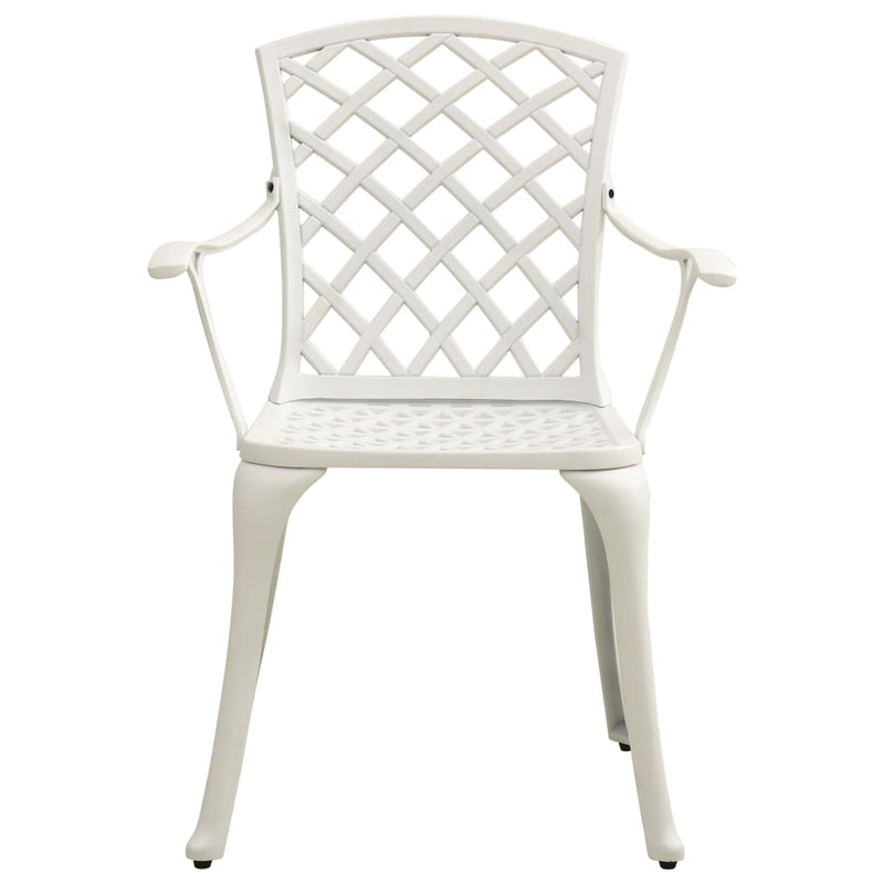 Patio Chairs 2 pcs Cast Aluminum White