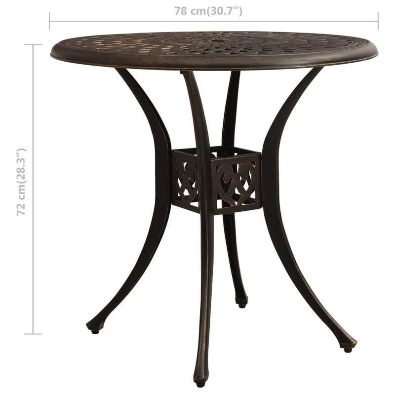 Patio Table Bronze 30.7"x30.7"x28.3" Cast Aluminum