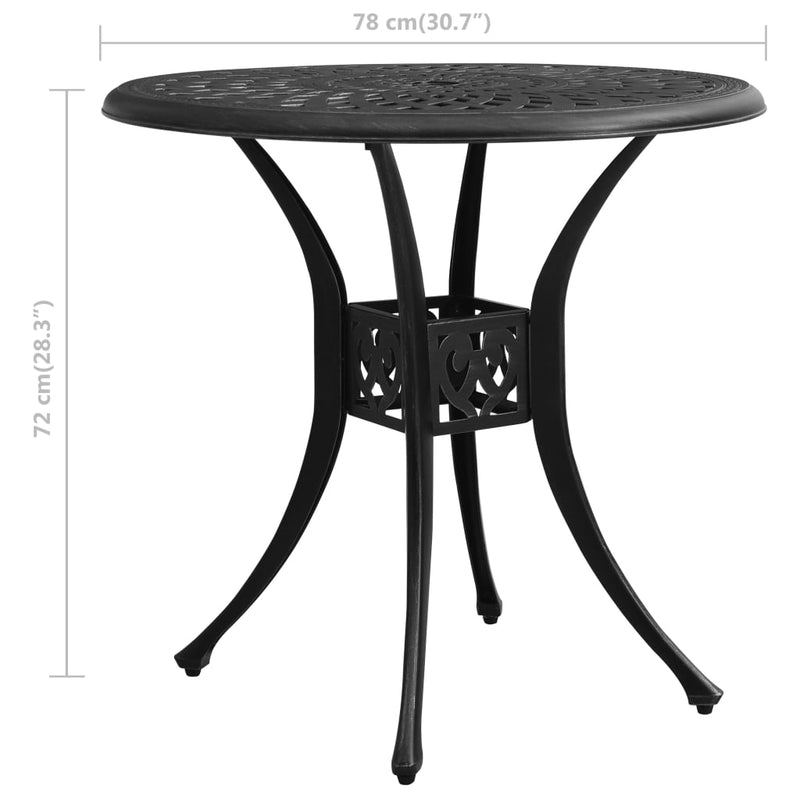 Patio Table Black 30.7"x30.7"x28.3" Cast Aluminum