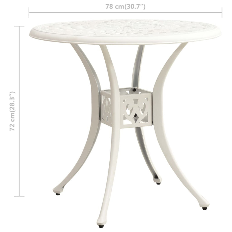 Patio Table White 30.7"x30.7"x28.3" Cast Aluminum