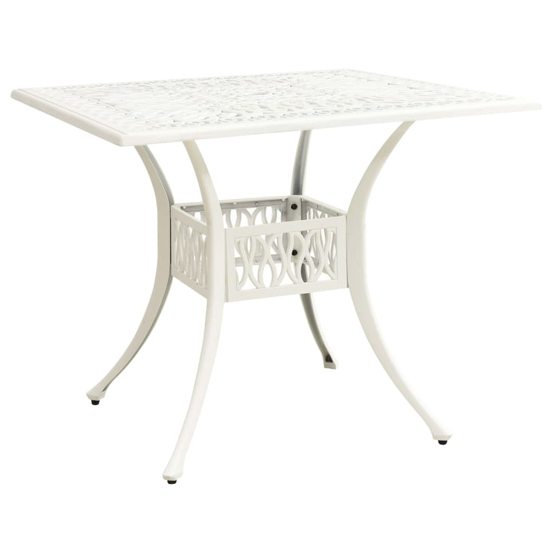Patio Table White 35.4"x35.4"x28.7" Cast Aluminum