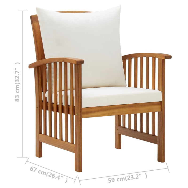 4 Piece Patio Lounge Set with Cushions Solid Acacia Wood