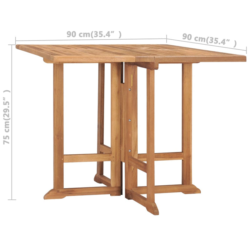 Folding Patio Dining Table 35.4"x35.4"x29.5" Solid Teak Wood