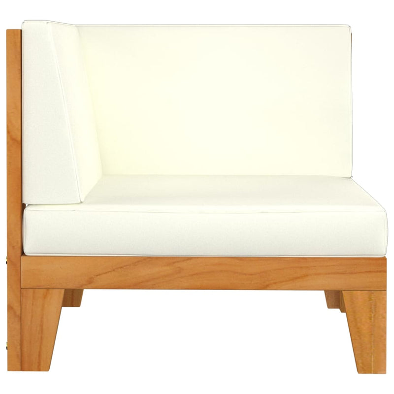 2-Seater Sofa with Cream White Cushions Solid Acacia Wood