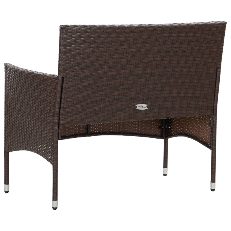 2 Piece Patio Lounge Set with Cushion Poly Rattan Brown