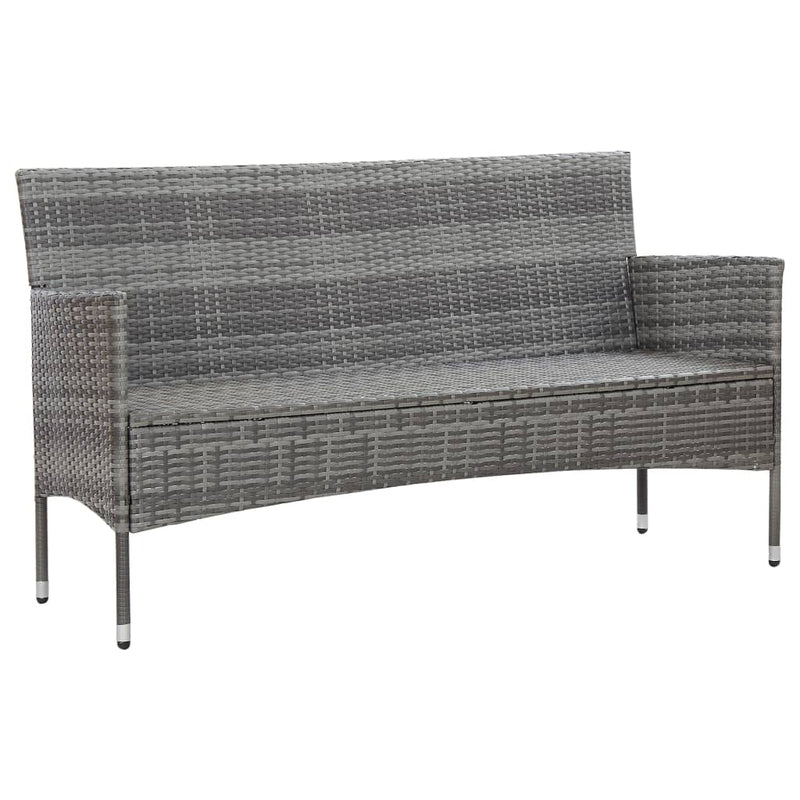 2 Piece Patio Lounge Set with Cushion Poly Rattan Gray