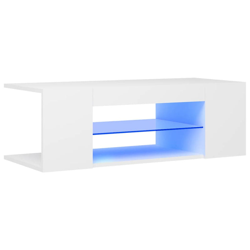 TV Cabinet with LED Lights White 35.4"x15.4"x11.8"