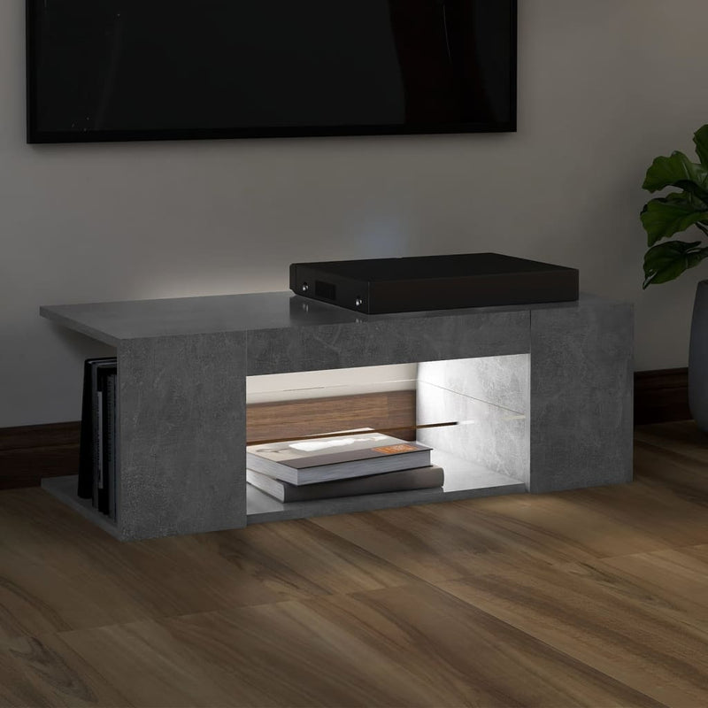 TV Cabinet with LED Lights Concrete Gray 35.4"x15.4"x11.8"