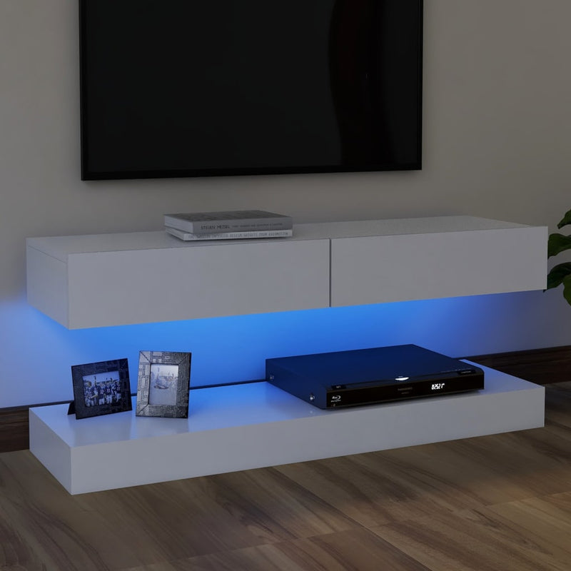 TV Cabinet with LED Lights White 47.2"x13.8"