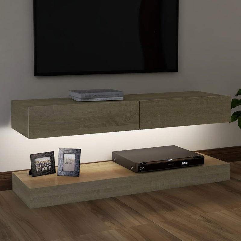 TV Cabinet with LED Lights Sonoma Oak 47.2"x13.8"