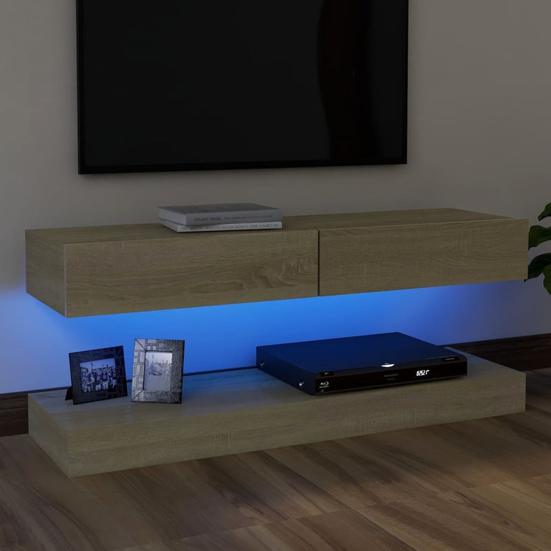 TV Cabinet with LED Lights Sonoma Oak 47.2"x13.8"