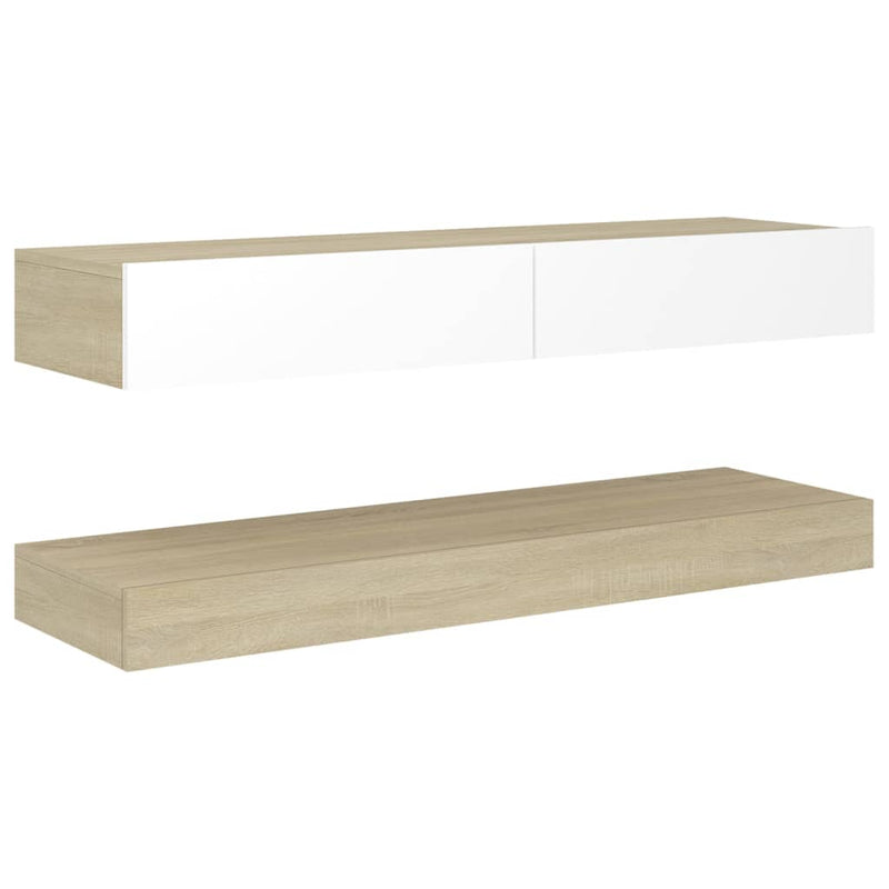 TV Cabinet with LED Lights White and Sonoma Oak 47.2"x13.8"