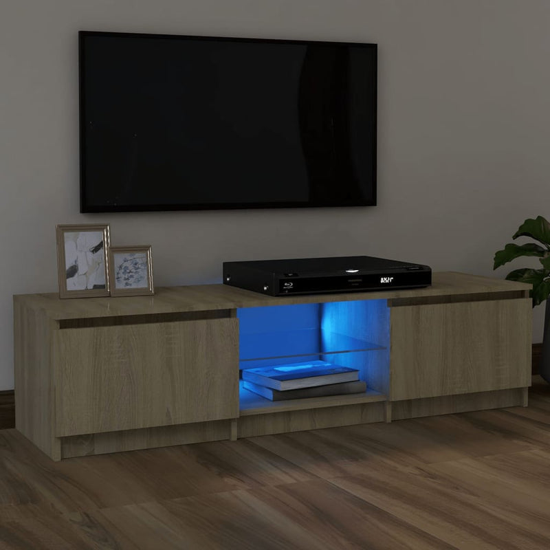 TV Cabinet with LED Lights Sonoma Oak 47.2"x12"x14"