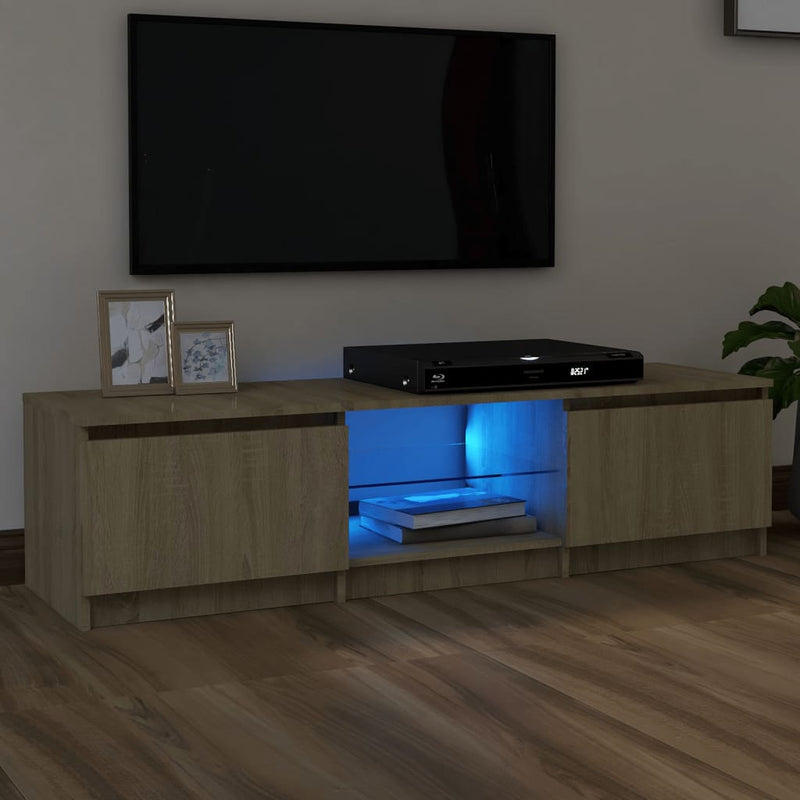 TV Cabinet with LED Lights Sonoma Oak 55.1"x16"x14"