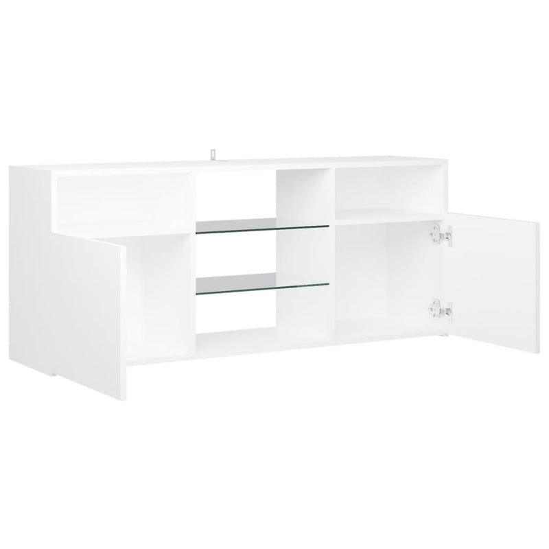 TV Cabinet with LED Lights White 47.2"x12"x20"