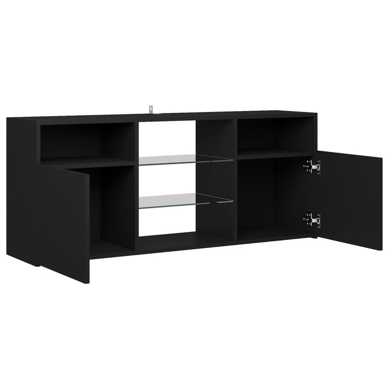 TV Cabinet with LED Lights Black 47.2"x12"x20"