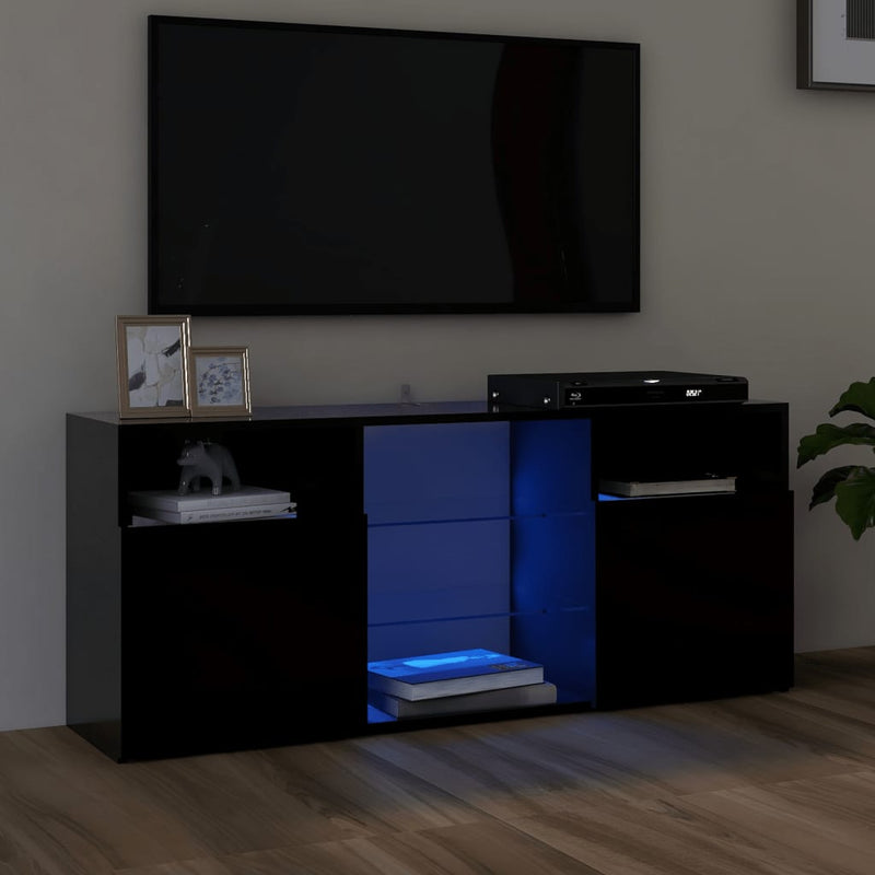 TV Cabinet with LED Lights Black 47.2"x12"x20"