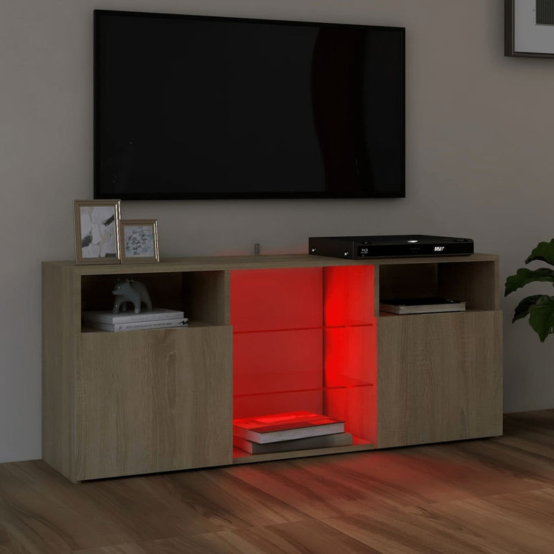 TV Cabinet with LED Lights Sonoma Oak 47.2"x12"x20"