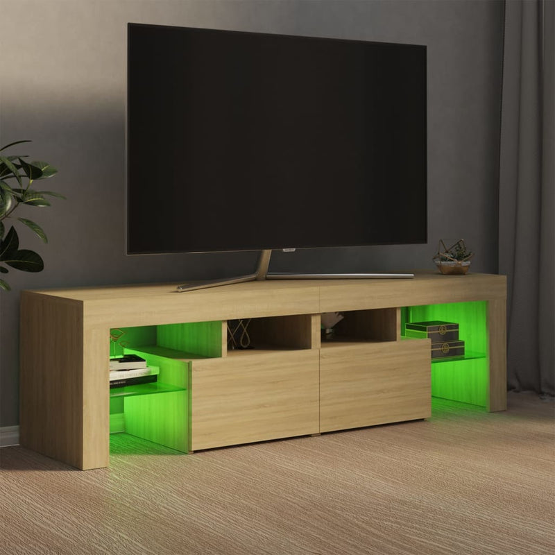 TV Cabinet with LED Lights Sonoma Oak 55.1"x13.8"x15.7"