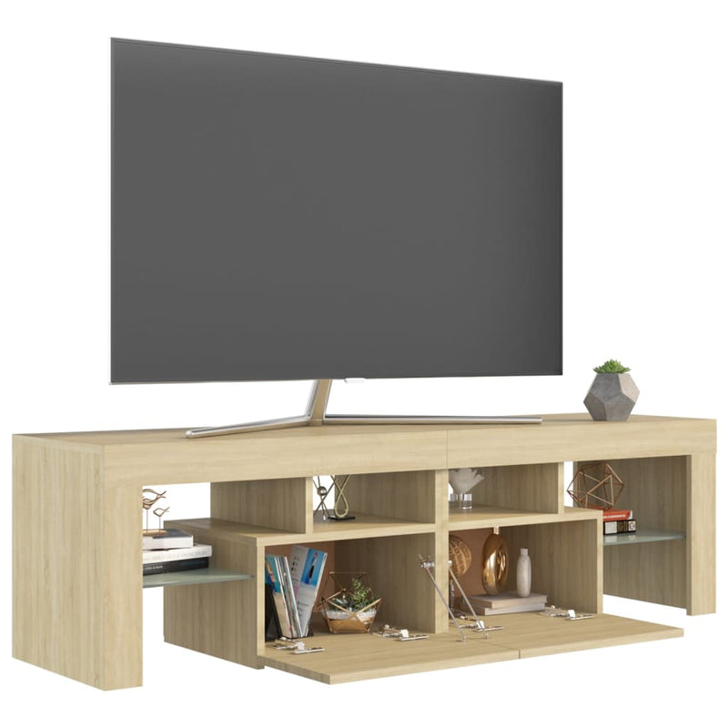 TV Cabinet with LED Lights Sonoma Oak 55.1"x13.8"x15.7"